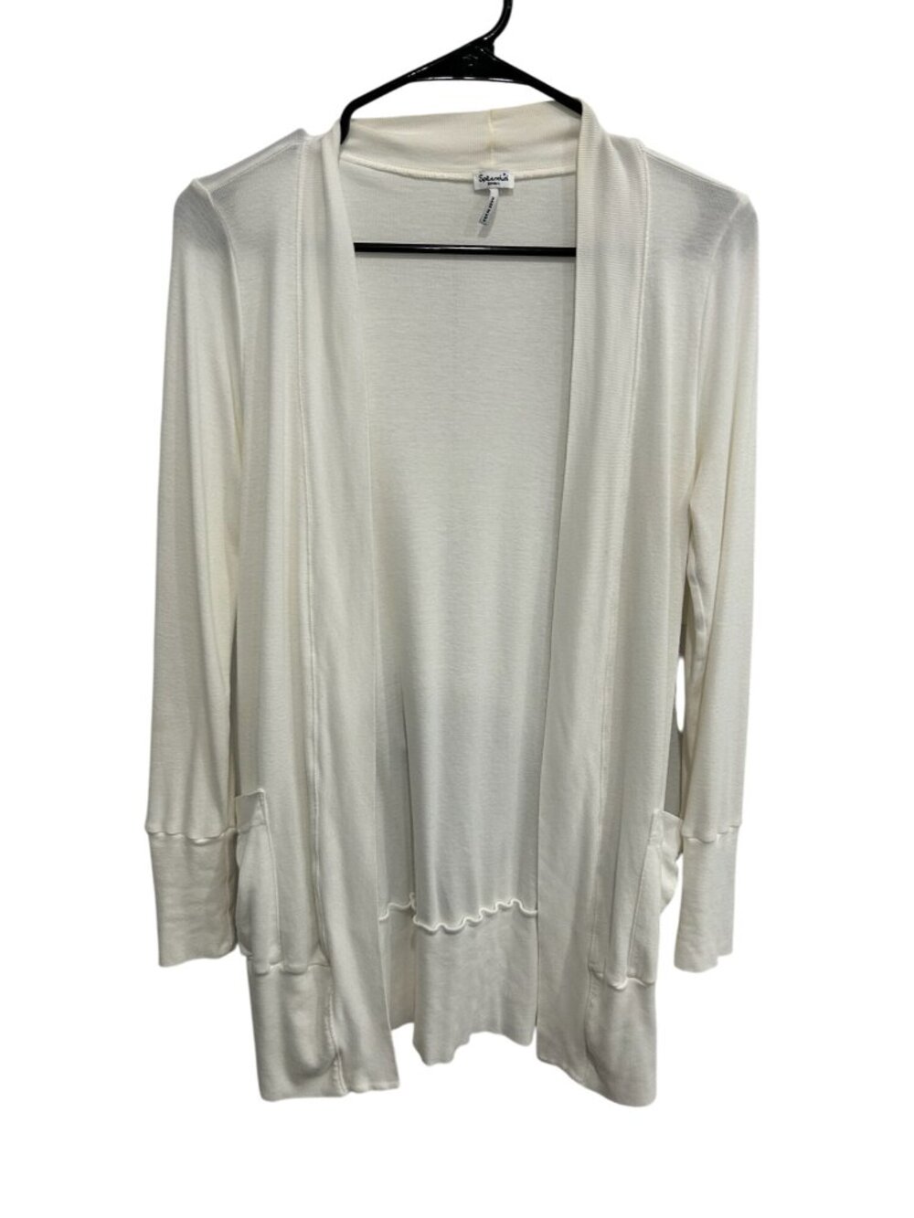 Splendid Open Front Long Sleeve Cardigan Sweater Cream Sz Small Cozy Knit Layers